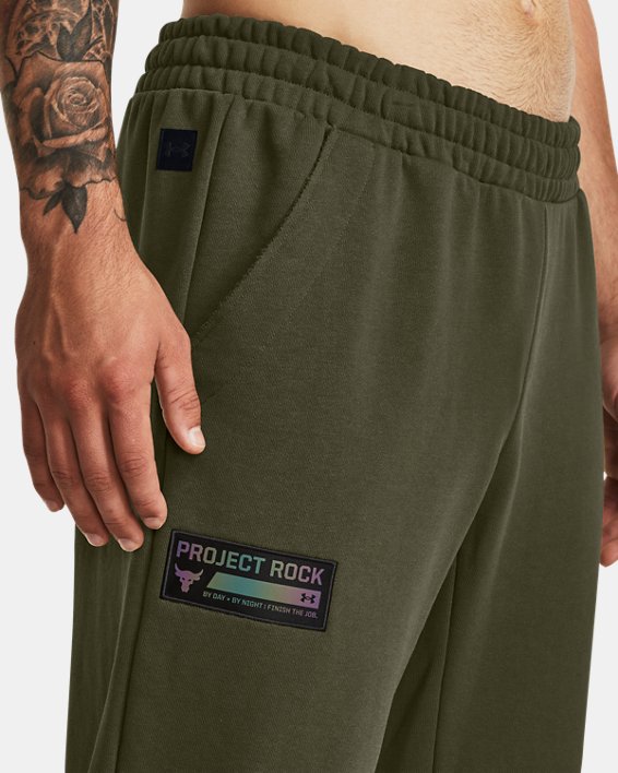 Men's Project Rock Heavyweight Terry Pants, Green, pdpMainDesktop image number 3